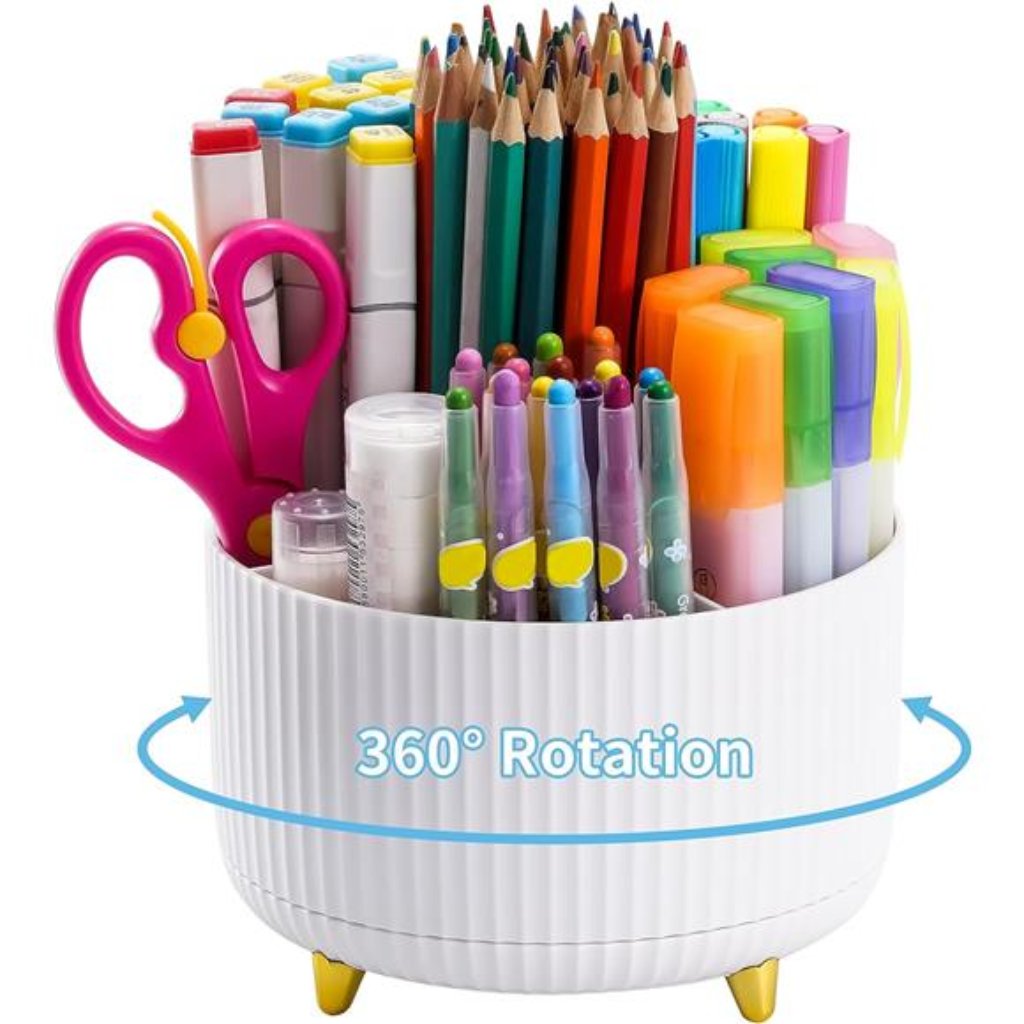 Desk Organizer, 360-Degree Rotating Pen Holder For Desk